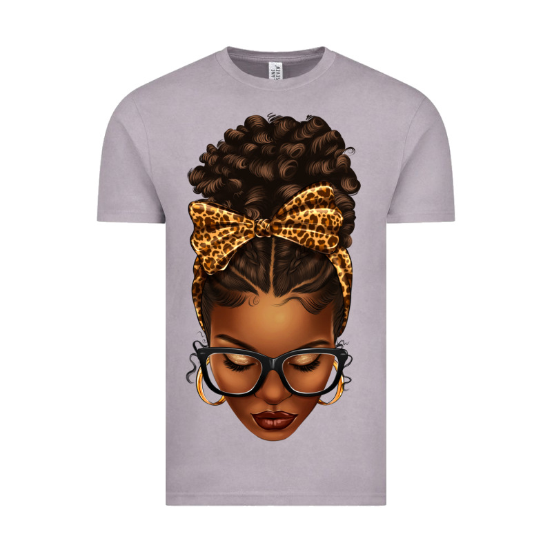 Afro Messy Bun Leopard Bow Vintage Tee by texasbilliewilder | Teevron