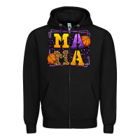 Black Purple and gold Basketball leopard frame Mama Zipper Hoodie - LillyAllenDesigns