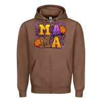 Chestnut Purple and gold Basketball leopard frame Mama Zipper Hoodie - LillyAllenDesigns