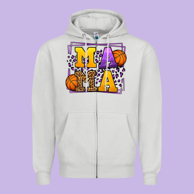 Purple And Gold Basketball Leopard Frame Mama Zipper Hoodie Designed By Lillyallendesigns