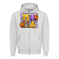 Dove Grey Purple and gold Basketball leopard frame Mama Zipper Hoodie - LillyAllenDesigns