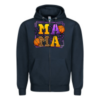 Navy Purple and gold Basketball leopard frame Mama Zipper Hoodie - LillyAllenDesigns