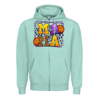 Seafoam Purple and gold Basketball leopard frame Mama Zipper Hoodie - LillyAllenDesigns