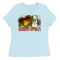 Baby Blue Christmas Snowman Ladies Tee - LillyAllenDesigns