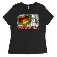 Black Christmas Snowman Ladies Tee - LillyAllenDesigns