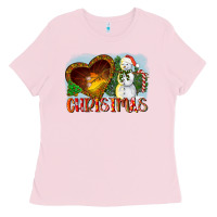 Bubblegum Pink Christmas Snowman Ladies Tee - LillyAllenDesigns