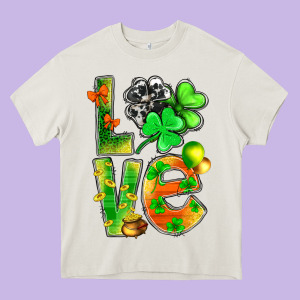 St.patrick Love With Clover Heavy Core Tee Designed By Bundleandbundleshop