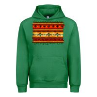 Emerald bullskull thunderbird aztec pattern warm colors Urban Hoodie - BarkalooDesign