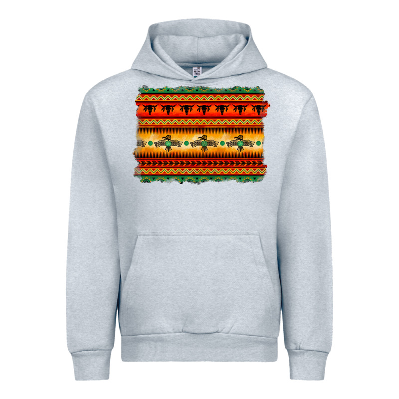 Bullskull Thunderbird Aztec Pattern Warm Colors Urban Hoodie by BarkalooDesign | Teevron