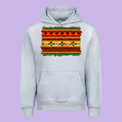Bullskull Thunderbird Aztec Pattern Warm Colors Urban Hoodie Designed By Barkaloodesign