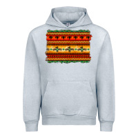 Heather Grey bullskull thunderbird aztec pattern warm colors Urban Hoodie - BarkalooDesign