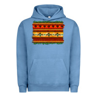 Pigment Pebble Blue bullskull thunderbird aztec pattern warm colors Urban Hoodie - BarkalooDesign