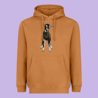 Hand Drawn Baby Alpine Goat Heavyweight Hoodie Designed By Lillyallendesigns