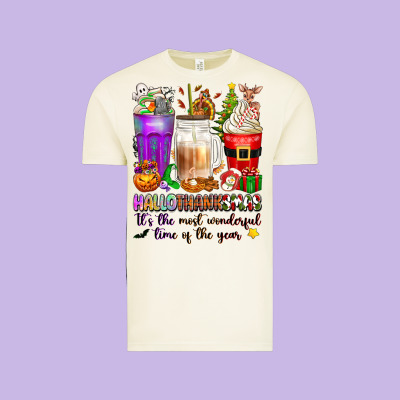 Hallothanksmas Coffee Cups Vintage Tee Designed By Texasbilliewilder