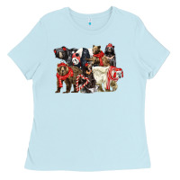 Baby Blue Christmas Bear Family Ladies Tee - LillyAllenDesigns