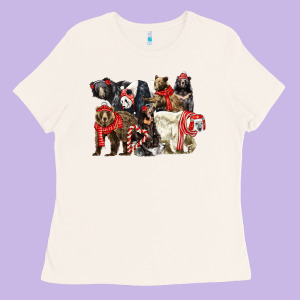 Christmas Bear Family Ladies Tee Designed By Lillyallendesigns
