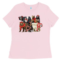 Bubblegum Pink Christmas Bear Family Ladies Tee - LillyAllenDesigns