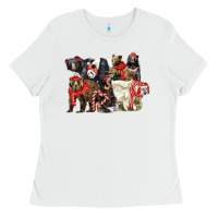 White Christmas Bear Family Ladies Tee - LillyAllenDesigns