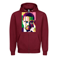 Burgundy malcolm x Zipper Hoodie - lanVoArt
