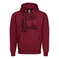 Burgundy the alien paul Zipper Hoodie - lanVoArt