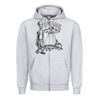 Heather Grey the alien paul Zipper Hoodie - lanVoArt