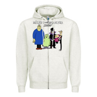 Oatmeal Heather 60s milton the monster show characters and logotype Zipper Hoodie - lanVoArt