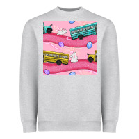 Heather Grey Easter School Bus Seamless Pattern Heavyweight Sweatshirt - BundleAndBundleShop