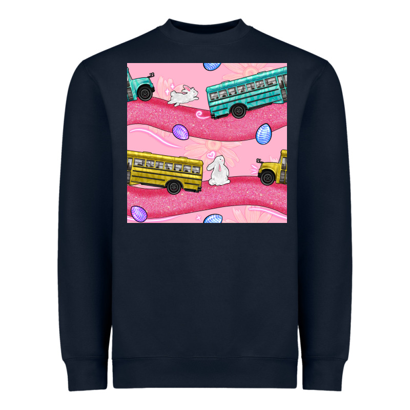 Easter School Bus Seamless Pattern Heavyweight Sweatshirt by BundleAndBundleShop | Teevron
