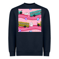 Navy Easter School Bus Seamless Pattern Heavyweight Sweatshirt - BundleAndBundleShop