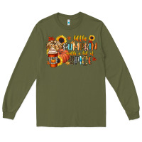 Army Green little pumpkin with a lot of spice Long Sleeve Tee - CowGirlArtShop