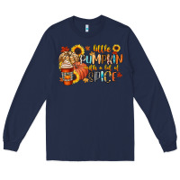 Navy little pumpkin with a lot of spice Long Sleeve Tee - CowGirlArtShop