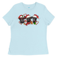 Baby Blue Christmas Black Angus Cows Ladies Tee - LillyAllenDesigns
