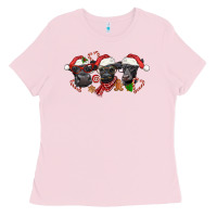 Bubblegum Pink Christmas Black Angus Cows Ladies Tee - LillyAllenDesigns