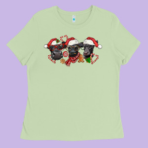 Christmas Black Angus Cows Ladies Tee Designed By Lillyallendesigns