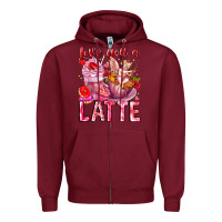 Burgundy Love You Latte Valentine Cupid Zipper Hoodie - CowhideDigitalArt
