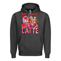 Charcoal Heather Love You Latte Valentine Cupid Zipper Hoodie - CowhideDigitalArt