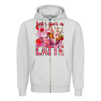 Dove Grey Love You Latte Valentine Cupid Zipper Hoodie - CowhideDigitalArt
