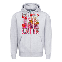 Heather Grey Love You Latte Valentine Cupid Zipper Hoodie - CowhideDigitalArt