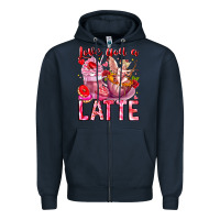 Navy Love You Latte Valentine Cupid Zipper Hoodie - CowhideDigitalArt
