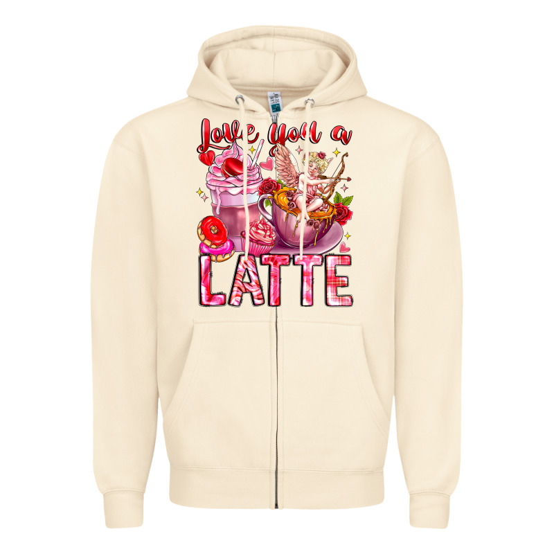 Love You Latte Valentine Cupid Zipper Hoodie by CowhideDigitalArt | Teevron