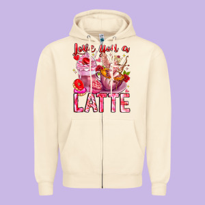 Love You Latte Valentine Cupid Zipper Hoodie Designed By Cowhidedigitalart