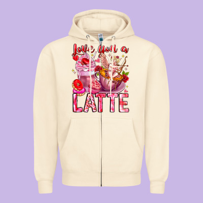Love You Latte Valentine Cupid Zipper Hoodie Designed By Cowhidedigitalart