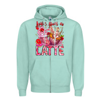 Seafoam Love You Latte Valentine Cupid Zipper Hoodie - CowhideDigitalArt