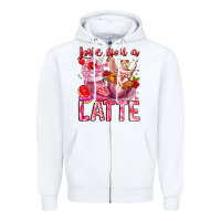 White Love You Latte Valentine Cupid Zipper Hoodie - CowhideDigitalArt