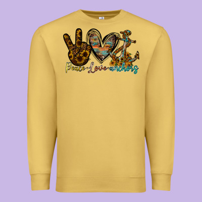 Peace Love Anchors Premium Sweatshirt Designed By Racoondesign