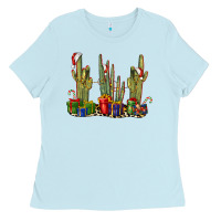 Baby Blue Christmas Cactus Ladies Tee - LillyAllenDesigns