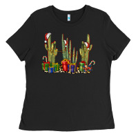 Black Christmas Cactus Ladies Tee - LillyAllenDesigns
