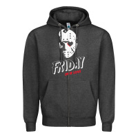 Charcoal Heather friday the 13th friday i'm in love vintage style horror halloween t sh Zipper Hoodie - lanVoArt