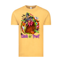 Vintage Mustard Chick or treat Halloween Vintage Tee - NancyCooperArtShop