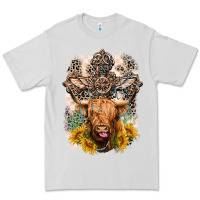 Dove Grey Western Heifer Cow with crosses Premium Tee - LillyAllenDesigns